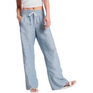 Athleta Cabo Wide Leg Linen Pants Blue 10